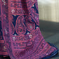 Berry Blue Weaved Lucknowi Chikankari Saree