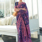 Berry Blue Weaved Lucknowi Chikankari Saree