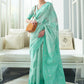 Seafoam Green Weaved Lucknowi Chikankari Saree