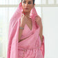 Lemonade Pink Weaved Lucknowi Chikankari Saree