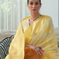 Macaroon Yellow Weaved Lucknowi Chikankari Saree