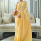 Macaroon Yellow Weaved Lucknowi Chikankari Saree