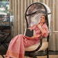 Flamingo Pink Copper Zari Woven Linen Silk Saree