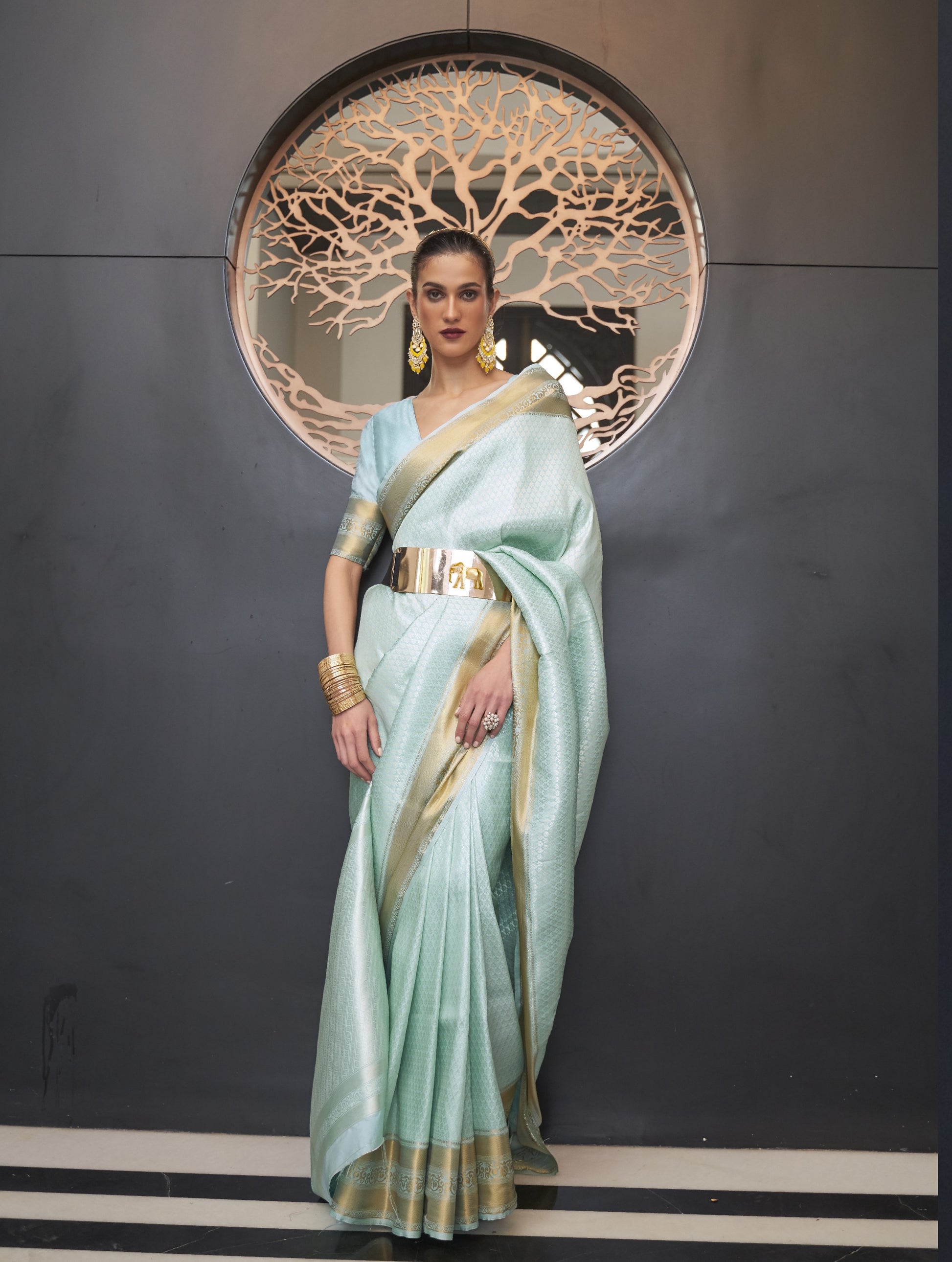 Pastel Arctic Blue Silk Saree