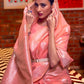 Lemonade Pink Brocade Woven Linen Silk Saree
