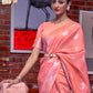 Lemonade Pink Brocade Woven Linen Silk Saree