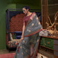 Cloud Grey Organza Silk Saree