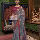 Cloud Grey Organza Silk Saree