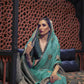 Greyish Turquoise Organza Silk Saree
