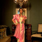Parrot Green Copper Zari Woven Linen Silk Saree
