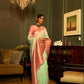 Pistachio Green Copper Zari Woven Linen Silk Saree