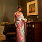 Pastel Blue Copper Zari Woven Linen Silk Saree