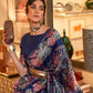 Navy Blue Kashmiri Woven Modal Silk Saree