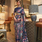 Navy Blue Kashmiri Woven Modal Silk Saree