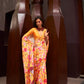 Daisy Bloom Floral Printed Satin Crepe Silk Saree