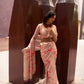 Latte Brown Floral Printed Satin Crepe Silk Saree