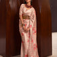 Latte Brown Floral Printed Satin Crepe Silk Saree