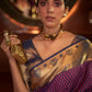 Purple Kanjivaram Woven Silk Saree With Zari Pallu