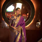 Purple Kanjivaram Woven Silk Saree With Zari Pallu