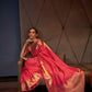Hot Red Kanjivaram Woven Silk Saree With Zari Pallu