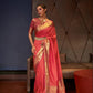Hot Red Kanjivaram Woven Silk Saree With Zari Pallu