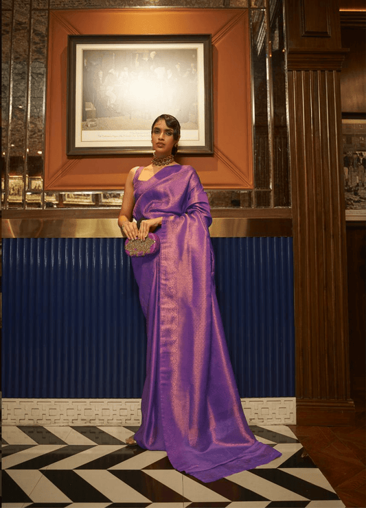 Pristine Purple Handloom Woven Kanjivaram Silk Saree