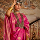 Fuschia Pink Kanjivaram Brocade Woven Silk Saree