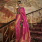 Fuschia Pink Kanjivaram Brocade Woven Silk Saree