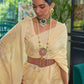 Porcelain Beige Weaved Lucknowi Chikankari Saree