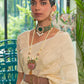 Porcelain Beige Weaved Lucknowi Chikankari Saree