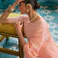 Blossom Peach Weaved Lucknowi Chikankari Saree