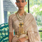 Sand Brown Weaved Lucknowi Chikankari Saree