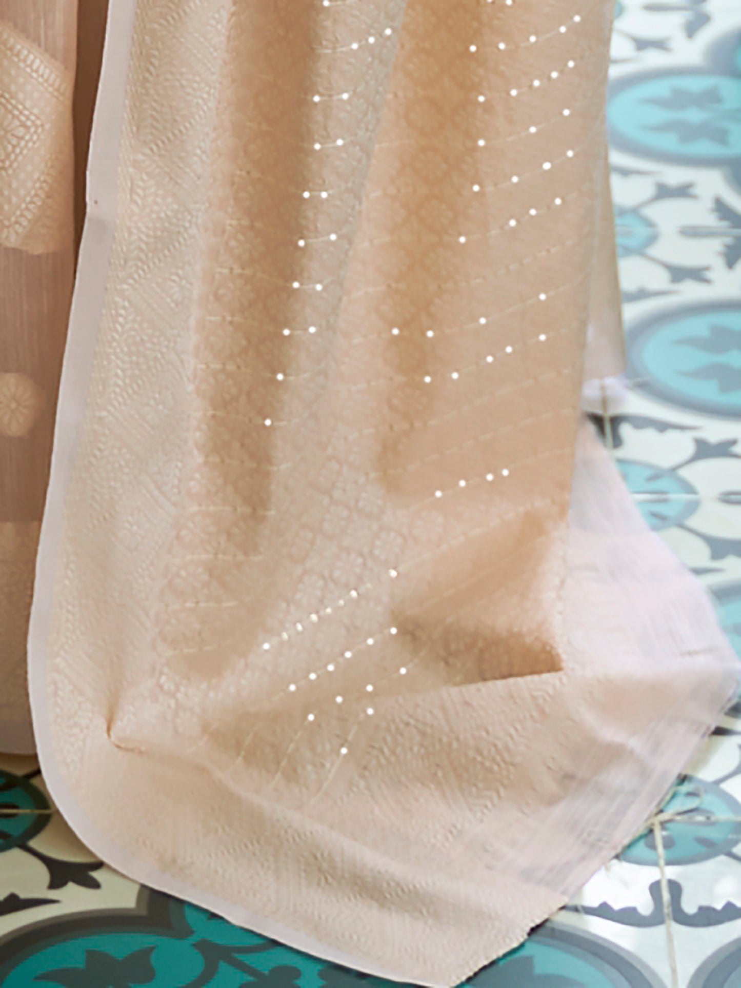 Sand Brown Weaved Lucknowi Chikankari Saree