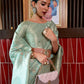 Pastel Green Zari Woven Handloom Tussar Silk Saree