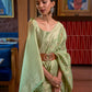Summer Green Zari Woven Handloom Tussar Silk Saree