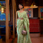 Summer Green Zari Woven Handloom Tussar Silk Saree