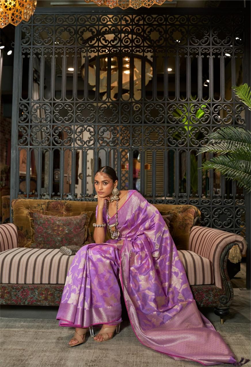 Light Purple Handloom Woven Modal Silk Saree