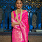 Hot Pink Striped Satin Silk Saree