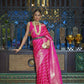 Hot Pink Striped Satin Silk Saree