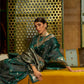 Juniper Green Brocade Woven Satin Silk Saree