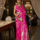 Fuschia Pink Satin Silk Saree