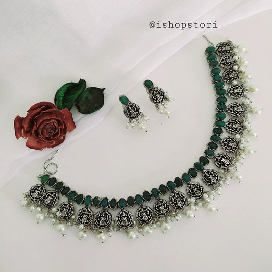 Laxmi Oxidised Necklace Set with Earrings