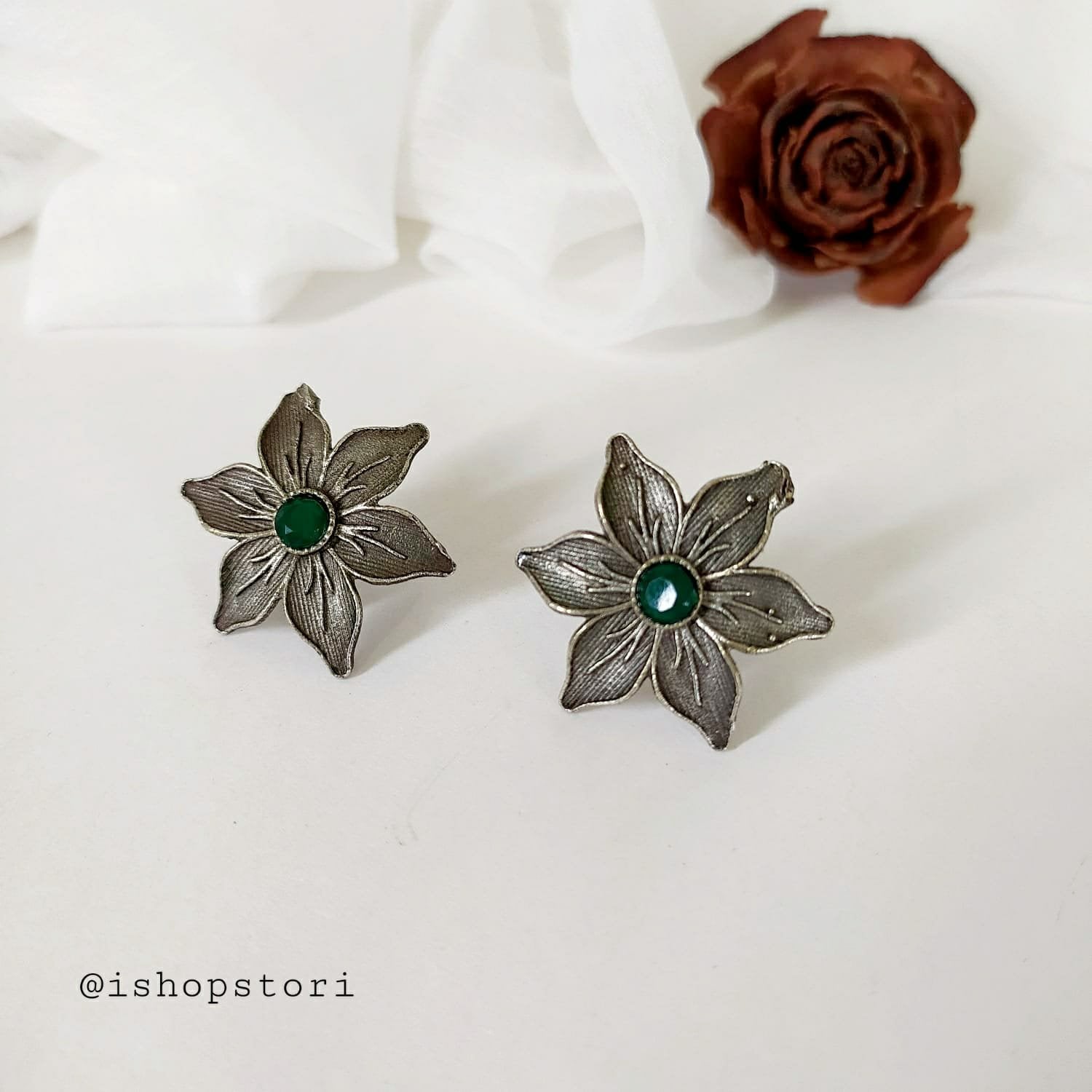 Suryamukhi Antique Silver Earrings