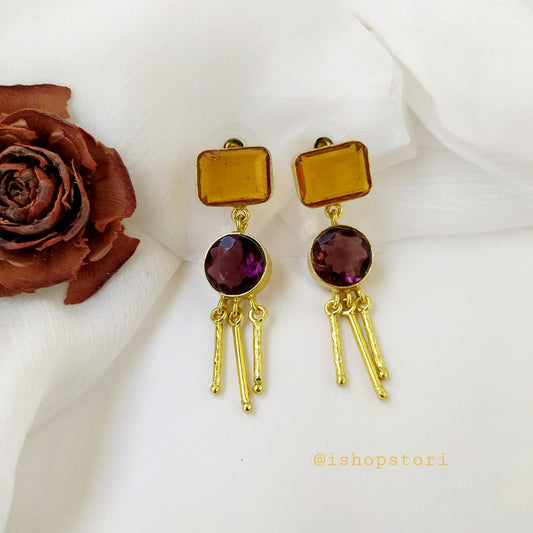 Roopal Glossy Stone Statement Earrings