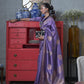 Purple Copper Zari Woven Handloom Silk Saree