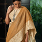 Latte Brown Woven Border Linen Saree