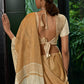 Latte Brown Woven Border Linen Saree