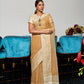 Latte Brown Woven Border Linen Saree