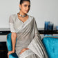 Silver Grey Woven Border Linen Saree