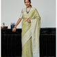 Pista Green Woven Border Linen Saree